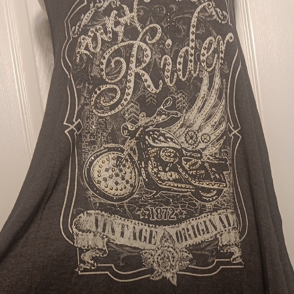 NEW! Vocal Black Graphic "Rough Rider" Tank Top Embellished With Rhinestones - Picture 5 of 12